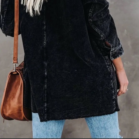 Plain Corduroy Open Button Long
Jackets - Picture 2 of 4